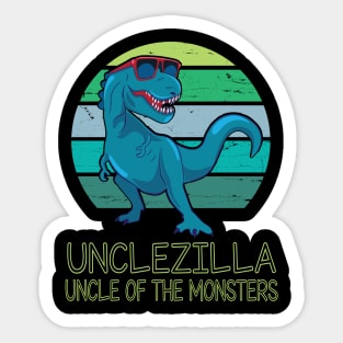 Unclezilla Uncle Of The Monsters Happy Father Day Dinosaur T-rex Saurus Lover Uncle Vintage Retro Sticker